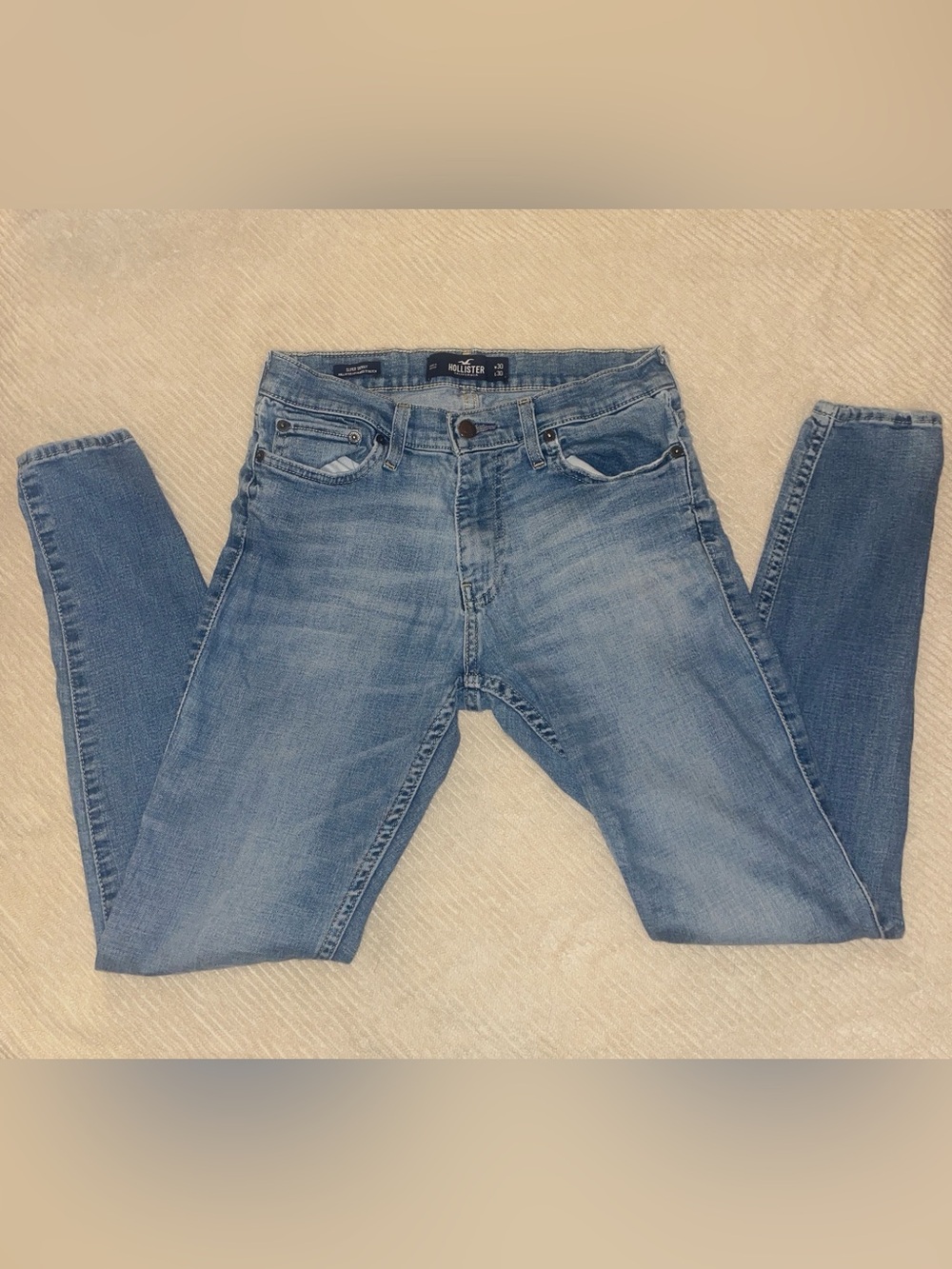 Hollister Slim Straight Light Wash Super Skinny Men's Jeans, 30x30
